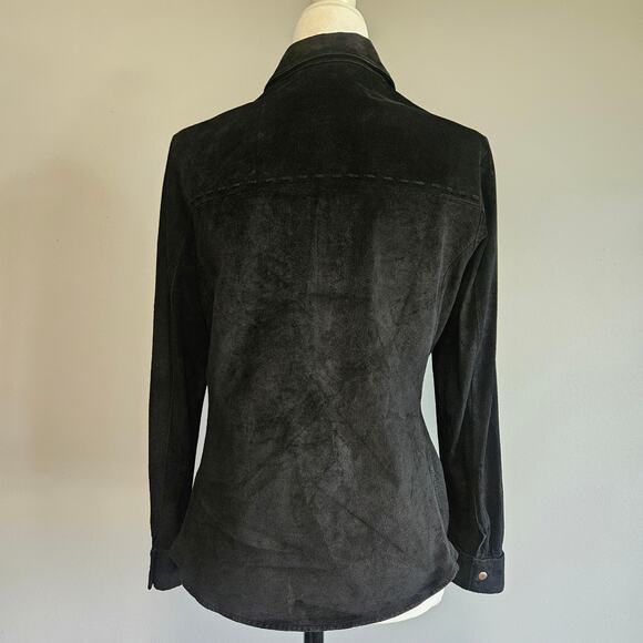 New Frontier Black Suede Western Moto Shirt Jacket‎ Size 12 Snap Front - Picture 3 of 16